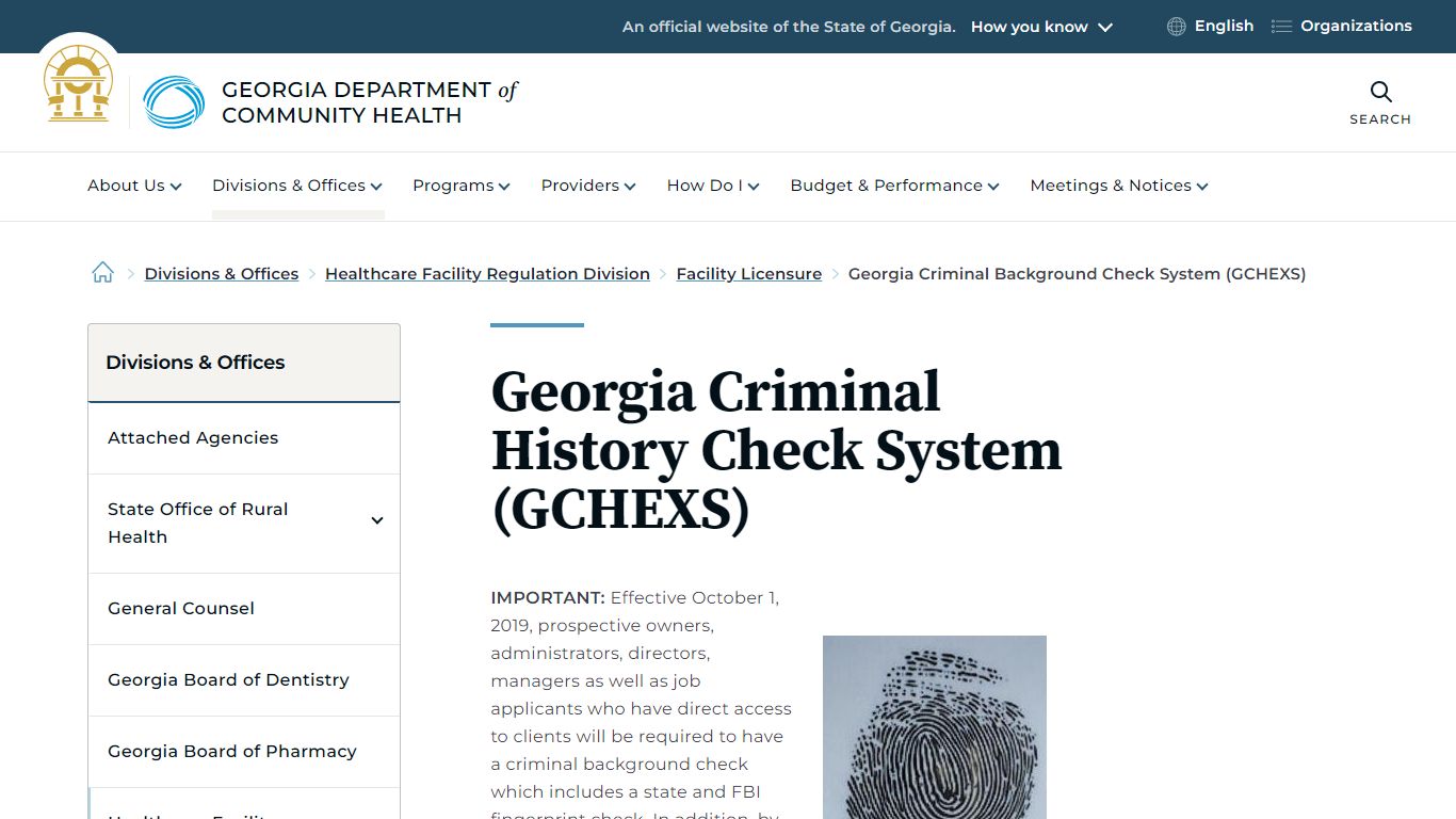 Georgia Criminal History Check System (GCHEXS)