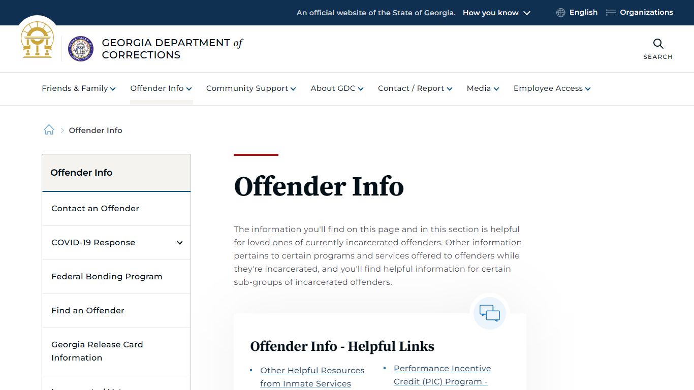Offender Info | Georgia Department of Corrections